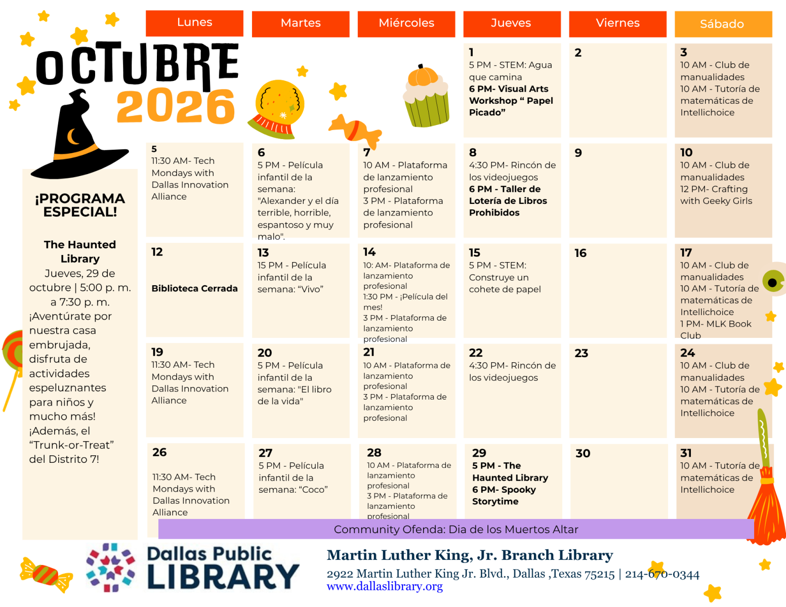 OCT Calendar ENG/SPAN - (Spanish)