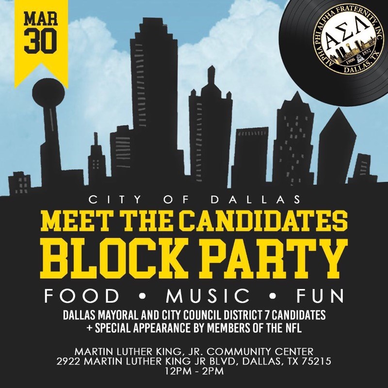 Meet the Candidates Block Party (Dallas Mayoral and City Council District 7 Candidates) @ MLK, Jr. Community Center