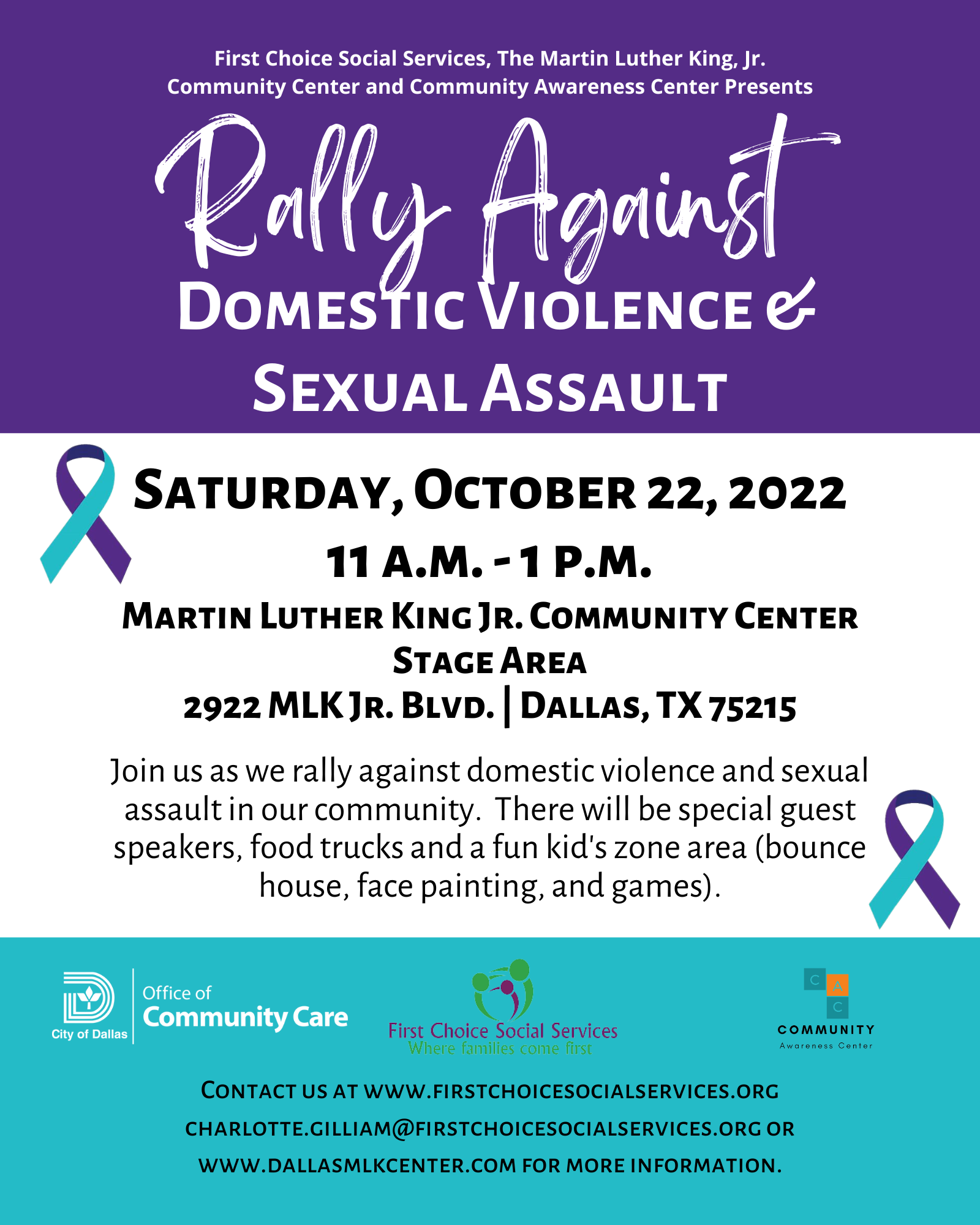 Rally Against Domestic Violence & Sexual Assault @ MLK, Jr. Community Center