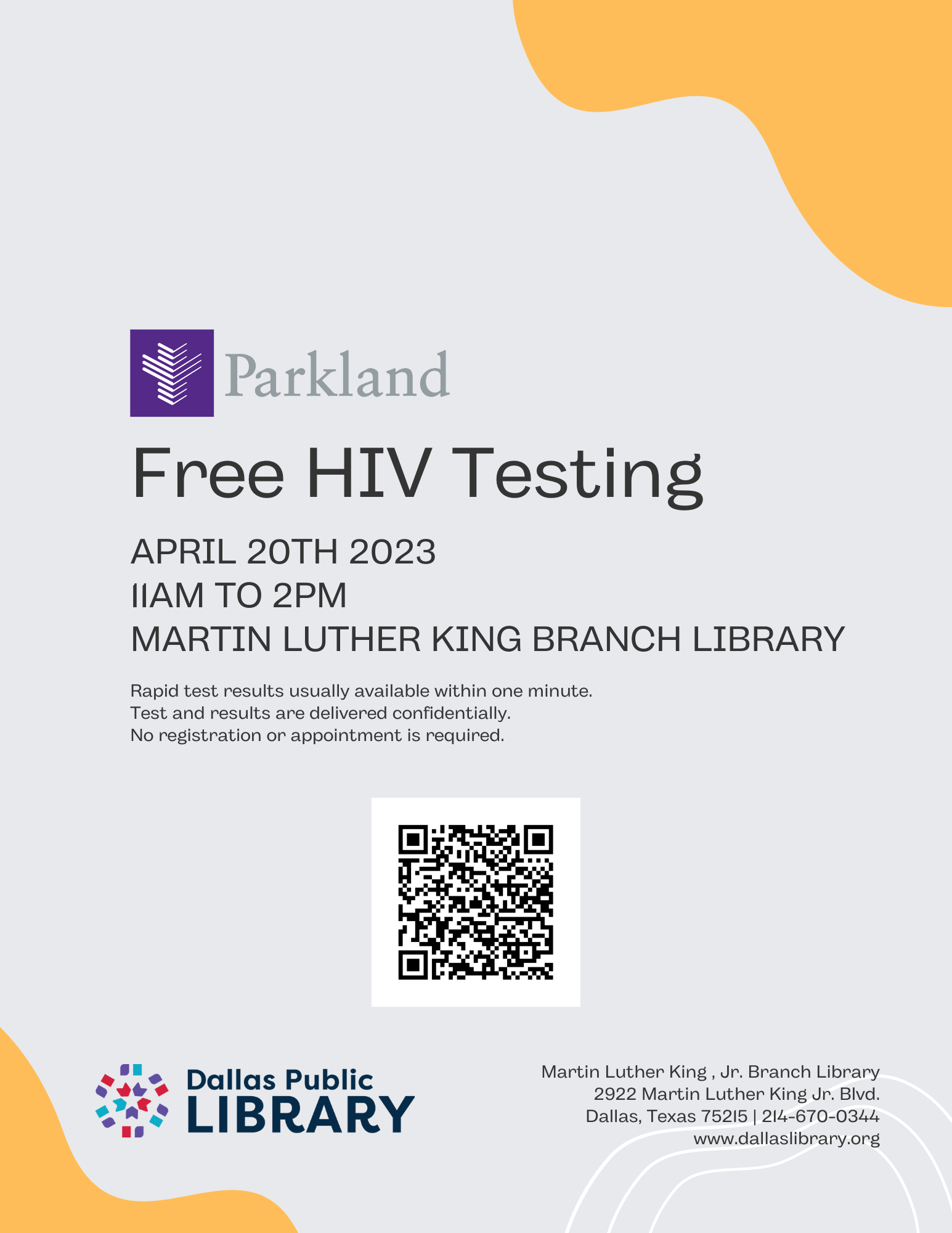Free HIV Testing @ MLK Branch Library