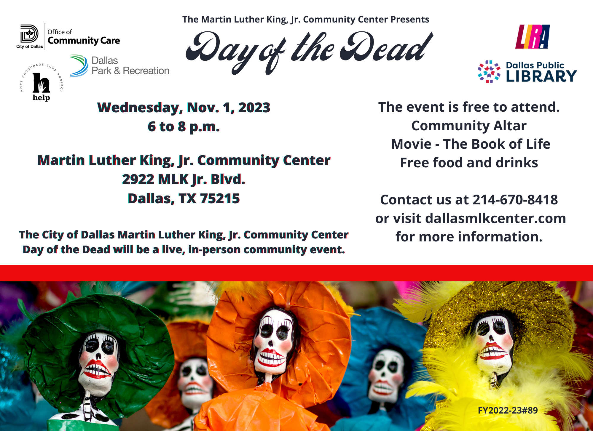 Day of the Dead/Día de los Muertos @ MLK, Jr. Community Center